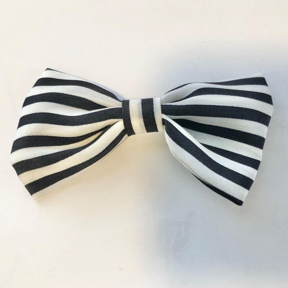 Black and White Striped Hair Bow